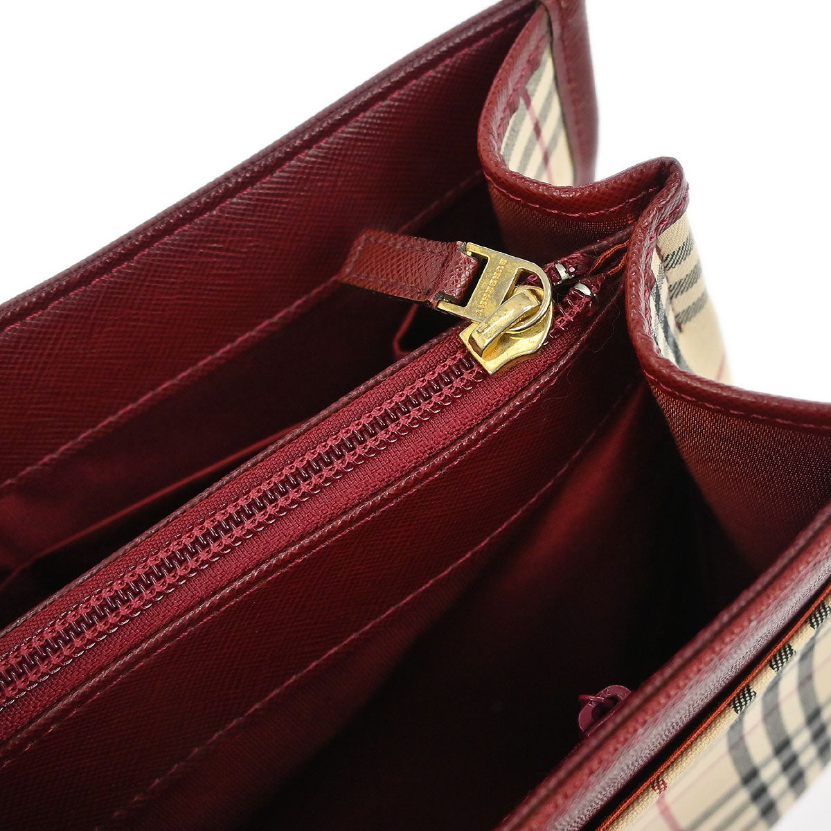 Burberry Beige Canvas Burberry Check Handbag