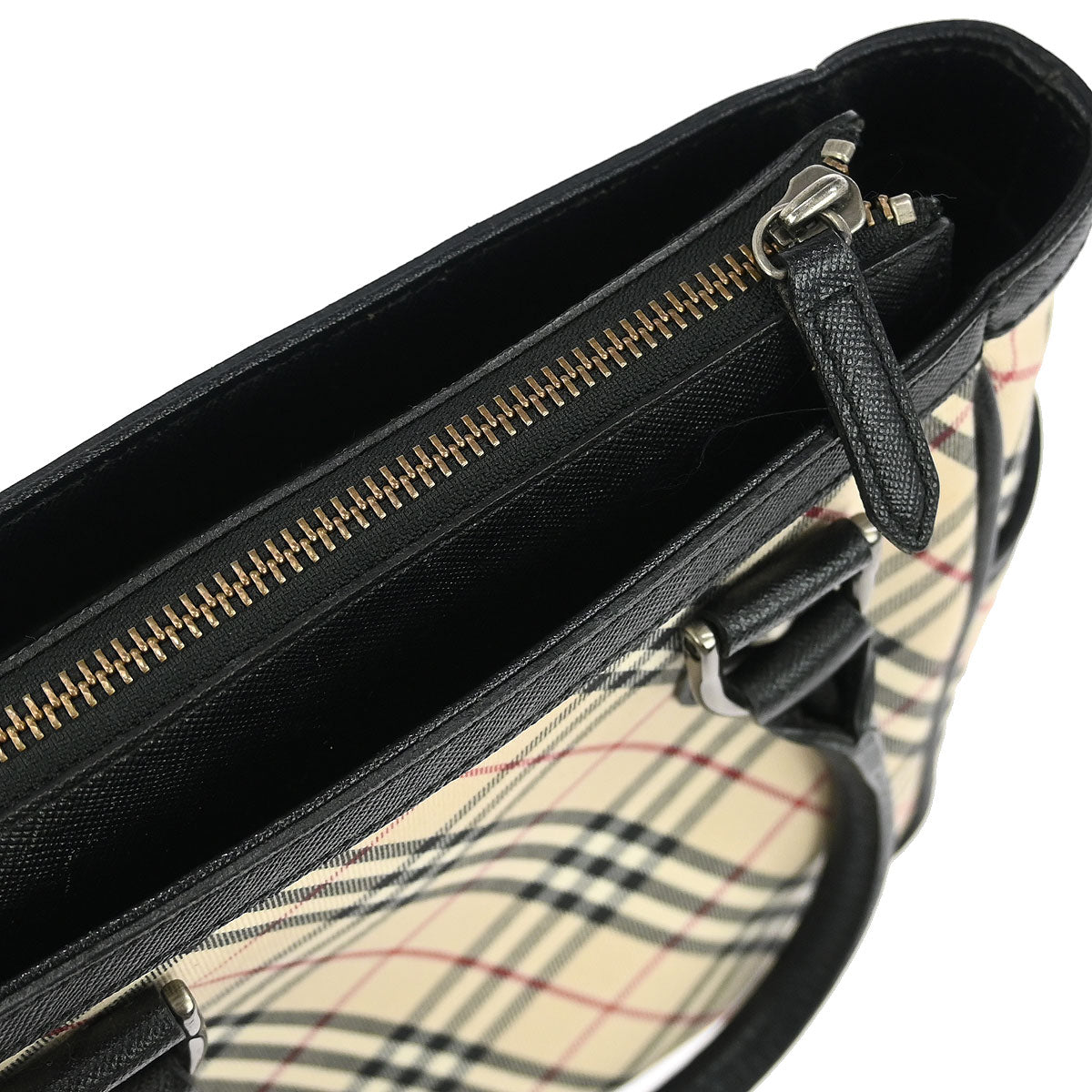 Burberry Beige Canvas Burberry Check Handbag