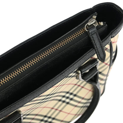 Burberry Beige Canvas Burberry Check Handbag