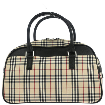 Burberry Beige Canvas Burberry Check Handbag