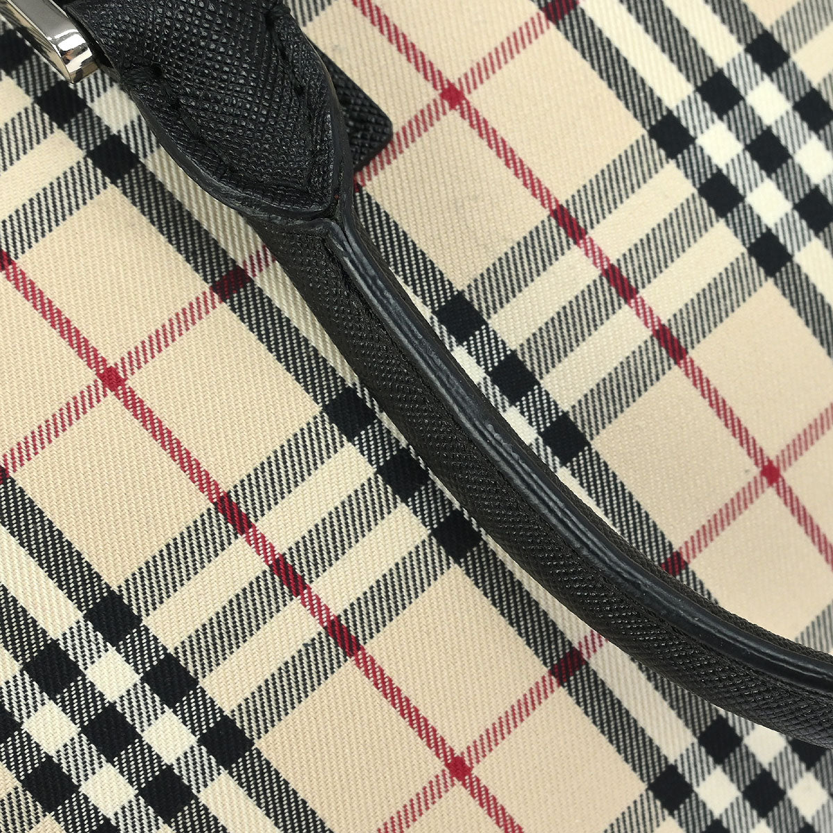 Burberry Beige Canvas Burberry Check Handbag