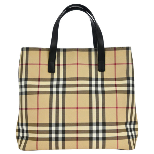 Burberry Beige PVC Burberry Check Tote Handbag