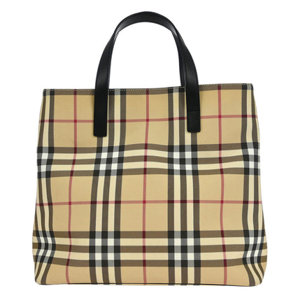 Burberry Beige PVC Burberry Check Tote Handbag