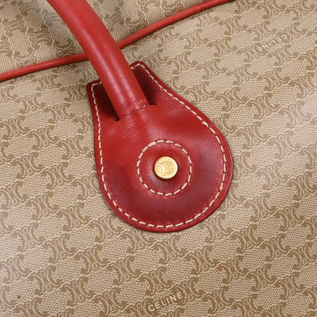 Celine Beige PVC Macadam Duffle 2way Shoulder Handbag