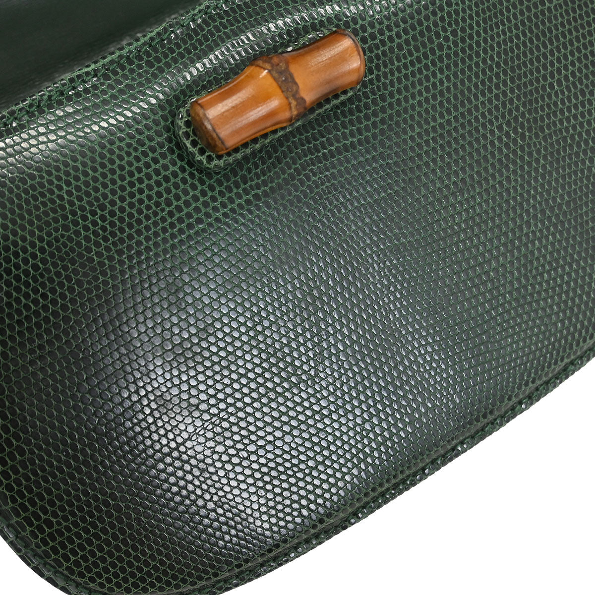 Gucci * Green Lizard Bamboo 2way Shoulder Handbag
