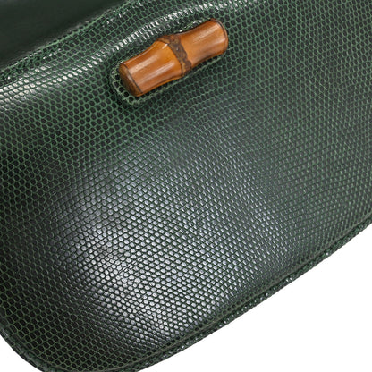 Gucci * Green Lizard Bamboo 2way Shoulder Handbag