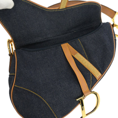 Christian Dior Navy Denim Saddle Handbag