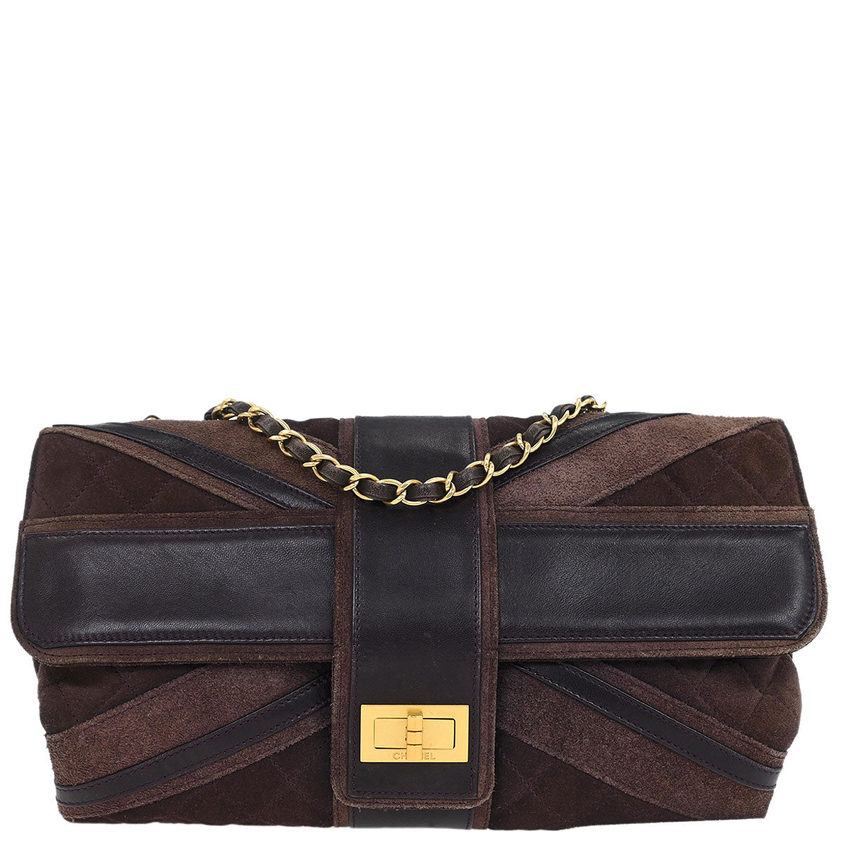 Chanel 2008-2009 Brown Suede Mademoiselle Lock Shoulder Bag