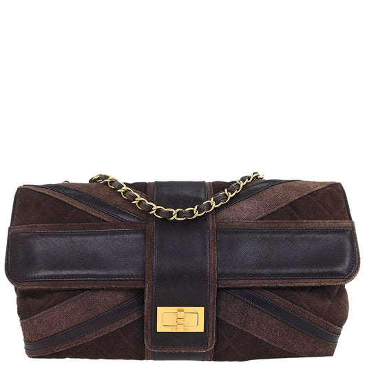 Chanel 2008-2009 Brown Suede Mademoiselle Lock Shoulder Bag