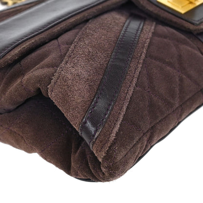 Chanel 2008-2009 Brown Suede Mademoiselle Lock Shoulder Bag