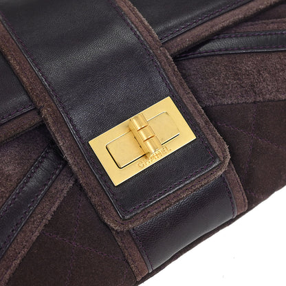 Chanel 2008-2009 Brown Suede Mademoiselle Lock Shoulder Bag