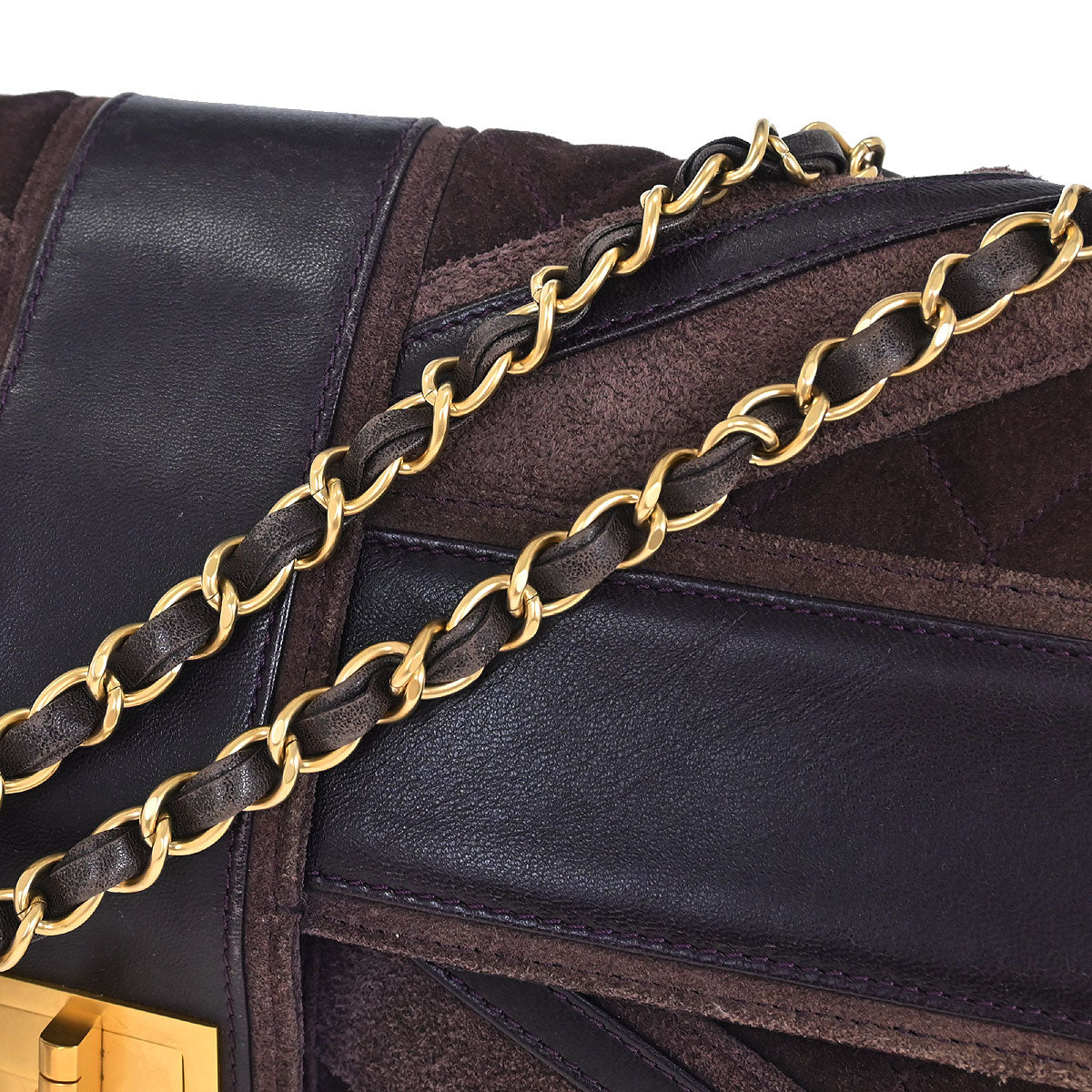 Chanel 2008-2009 Brown Suede Mademoiselle Lock Shoulder Bag