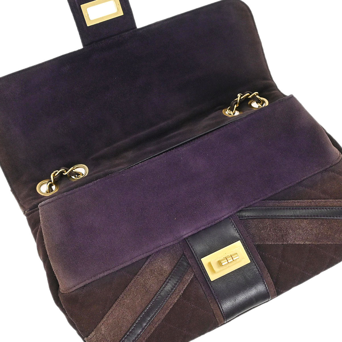 Chanel 2008-2009 Brown Suede Mademoiselle Lock Shoulder Bag