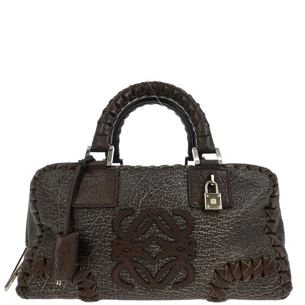 Loewe Brown Leather Glitter Amazona 28 Handbag