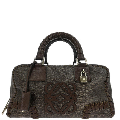 Loewe Brown Leather Glitter Amazona 28 Handbag