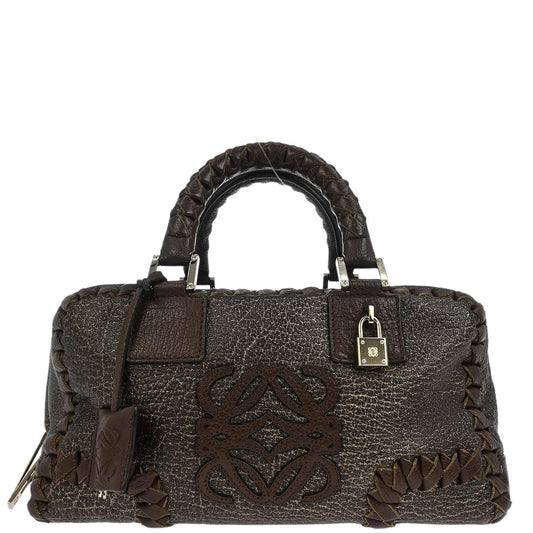 Loewe Brown Leather Glitter Amazona 28 Handbag