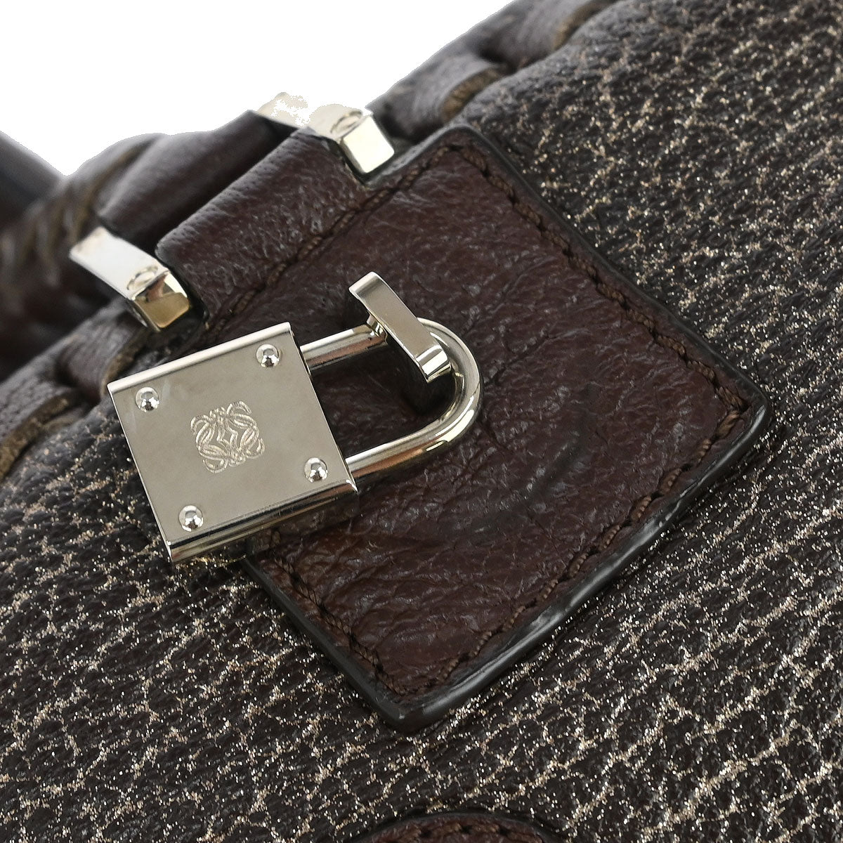 Loewe Brown Leather Glitter Amazona 28 Handbag