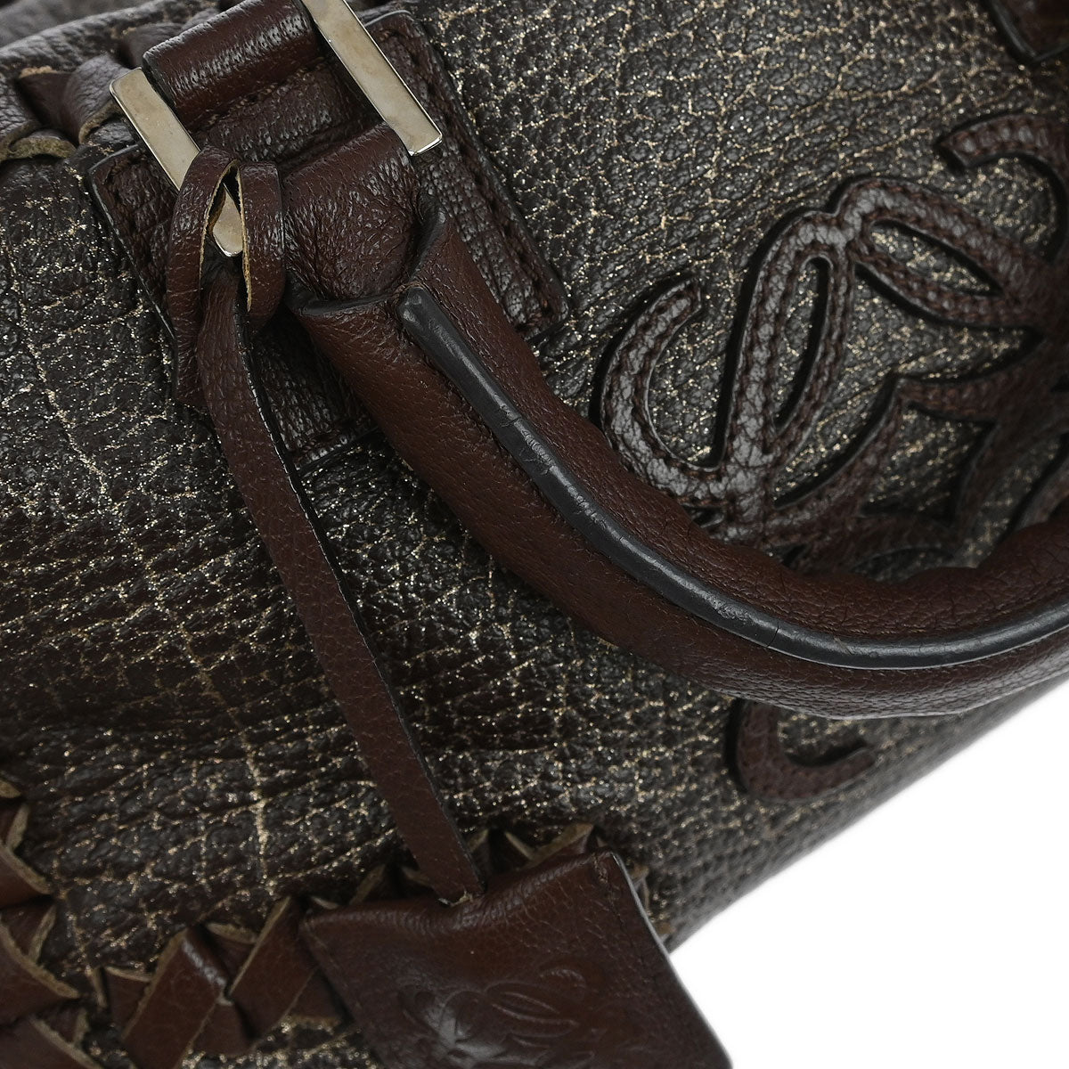 Loewe Brown Leather Glitter Amazona 28 Handbag