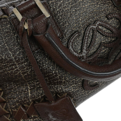 Loewe Brown Leather Glitter Amazona 28 Handbag