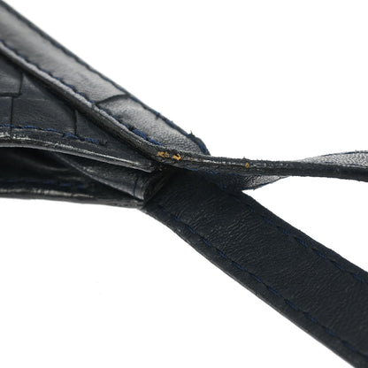 Bottega Veneta Navy Lambskin Intrecciato Shoulder Bag