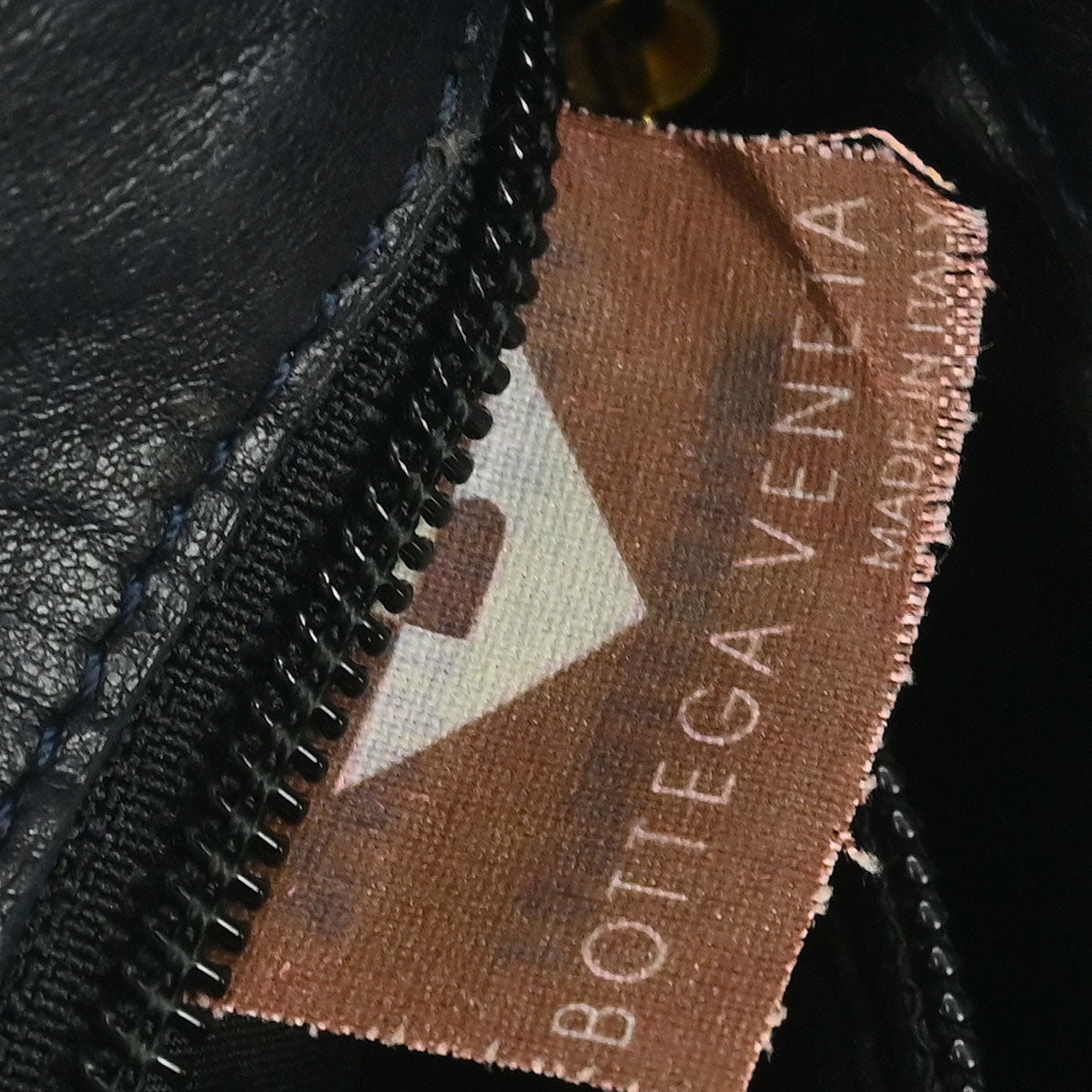 Bottega Veneta Navy Lambskin Intrecciato Shoulder Bag