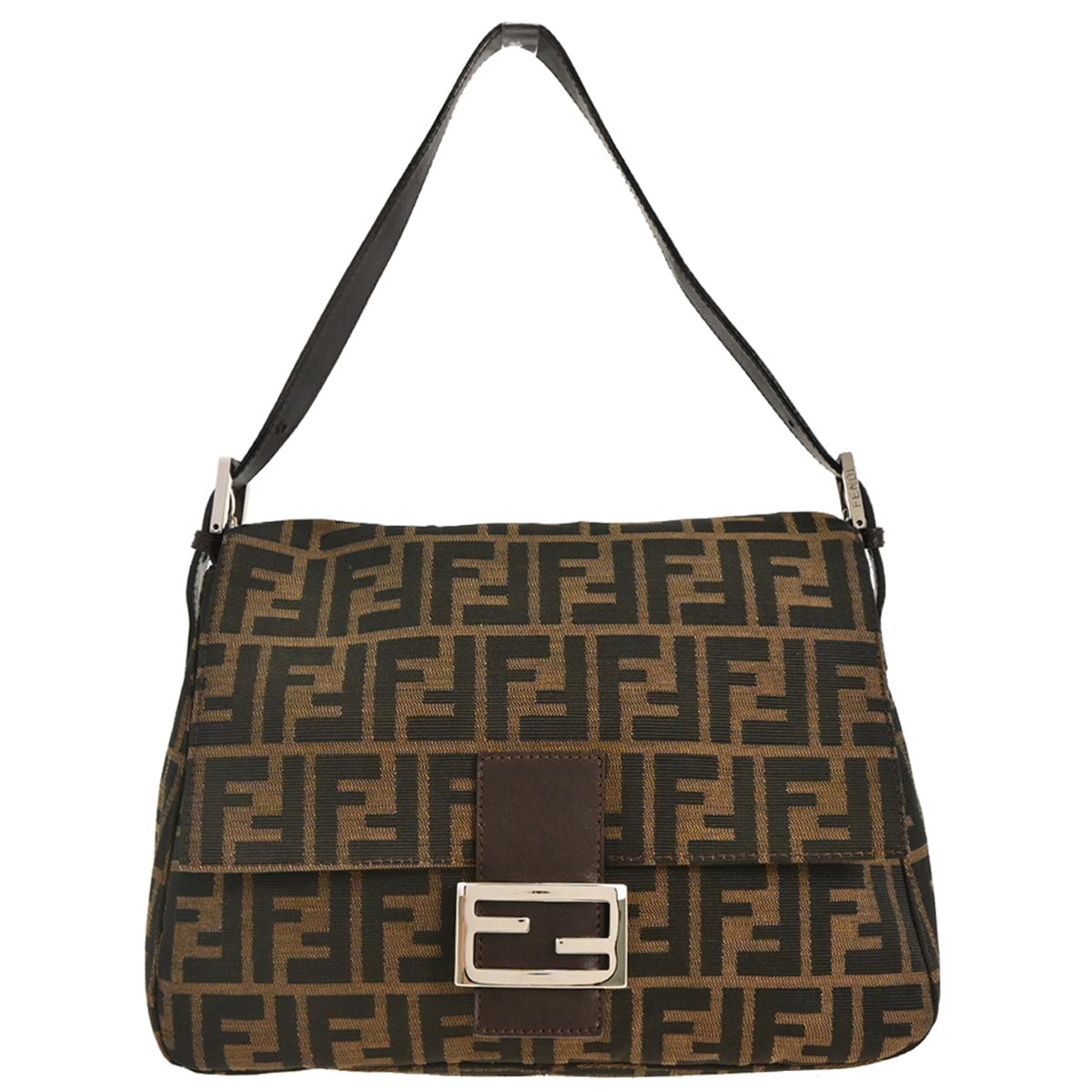 Fendi Brown Canvas Zucca Mamma Baguette Handbag