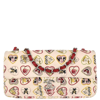 Chanel 2005-2006 Pink Canvas Valentine Chain Shoulder Bag