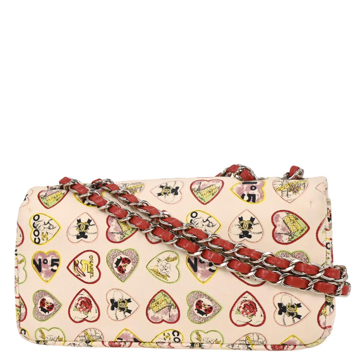 Chanel 2005-2006 Pink Canvas Valentine Chain Shoulder Bag