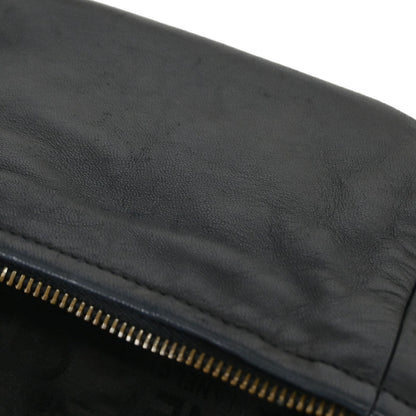 Chanel 2001-2003 Black Lambskin Half Moon Ring Chain Hobo Handbag