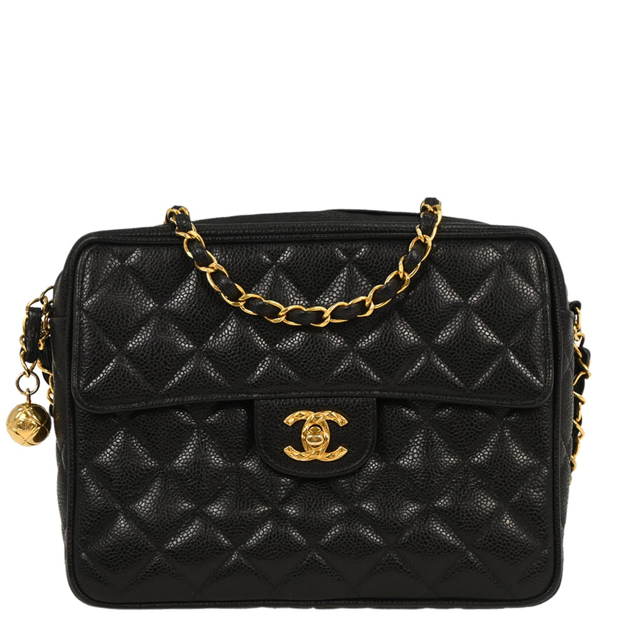 Chanel 1996-1997 Black Caviar Camera Bag Small