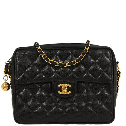 Chanel 1996-1997 Black Caviar Camera Bag Small