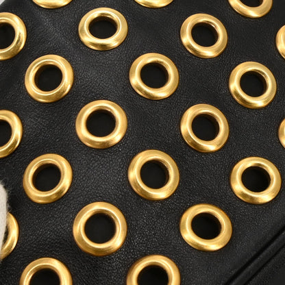 Prada Black Leather Metal Grommet Handbag