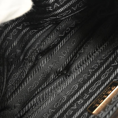 Prada Black Leather Metal Grommet Handbag