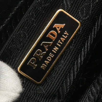 Prada Black Leather Metal Grommet Handbag
