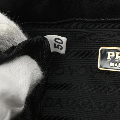 Prada Black Leather Metal Grommet Handbag