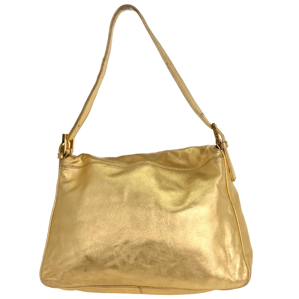Fendi Gold Leather Mamma Baguette Handbag