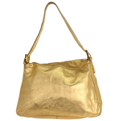 Fendi Gold Leather Mamma Baguette Handbag
