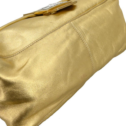 Fendi Gold Leather Mamma Baguette Handbag