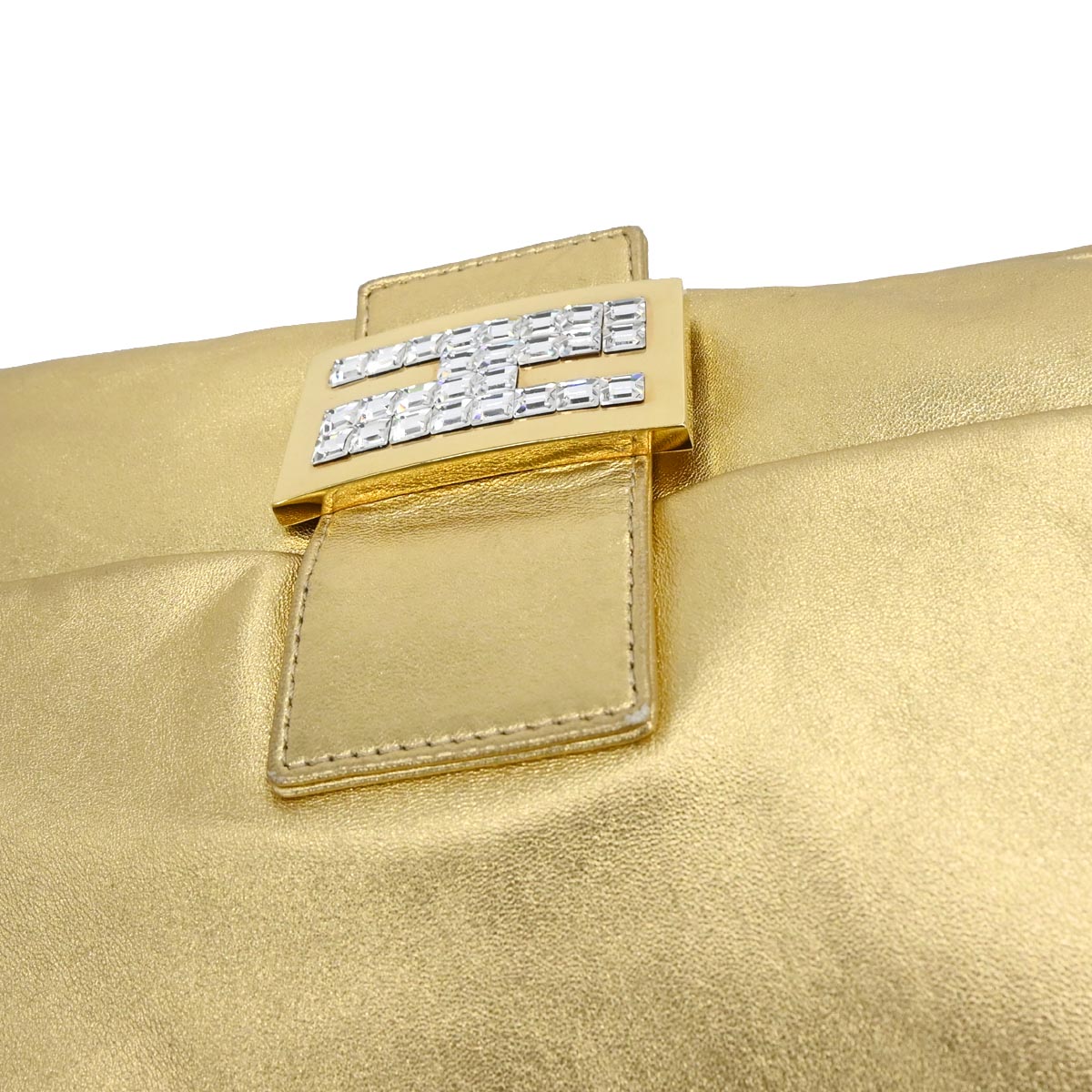 Fendi Gold Leather Mamma Baguette Handbag