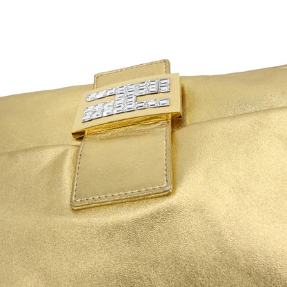 Fendi Gold Leather Mamma Baguette Handbag