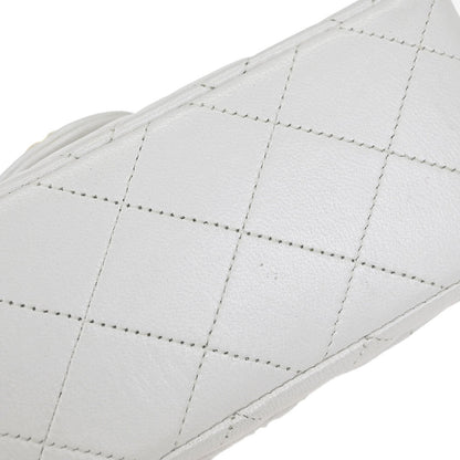 Chanel 1989-1991 White Lambskin Mini Classic Square Flap Shoulder Bag