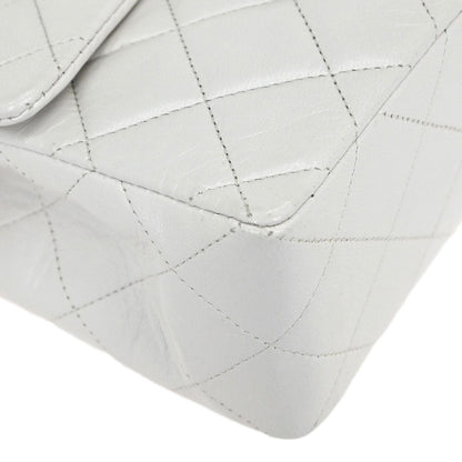 Chanel 1989-1991 White Lambskin Mini Classic Square Flap Shoulder Bag