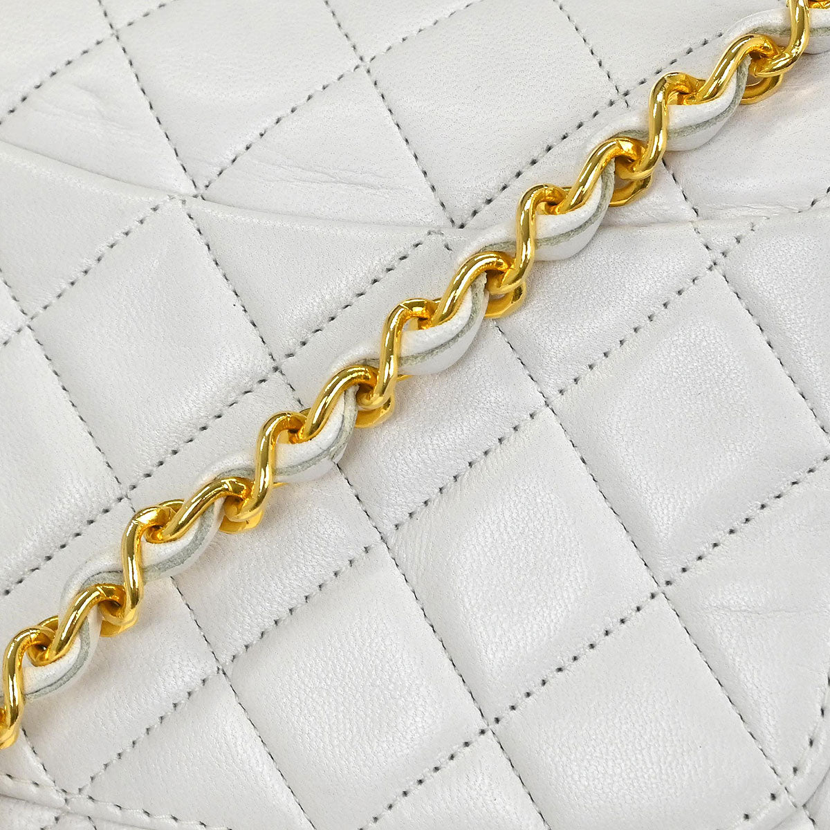 Chanel 1989-1991 White Lambskin Mini Classic Square Flap Shoulder Bag