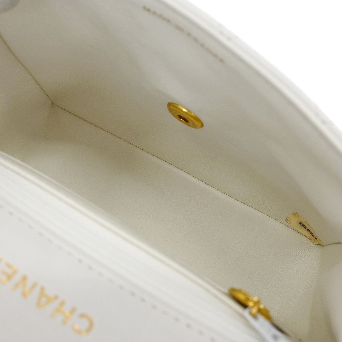 Chanel 1989-1991 White Lambskin Mini Classic Square Flap Shoulder Bag