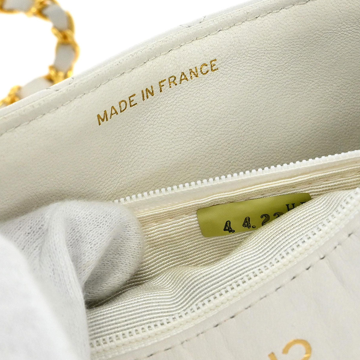 Chanel 1989-1991 White Lambskin Mini Classic Square Flap Shoulder Bag