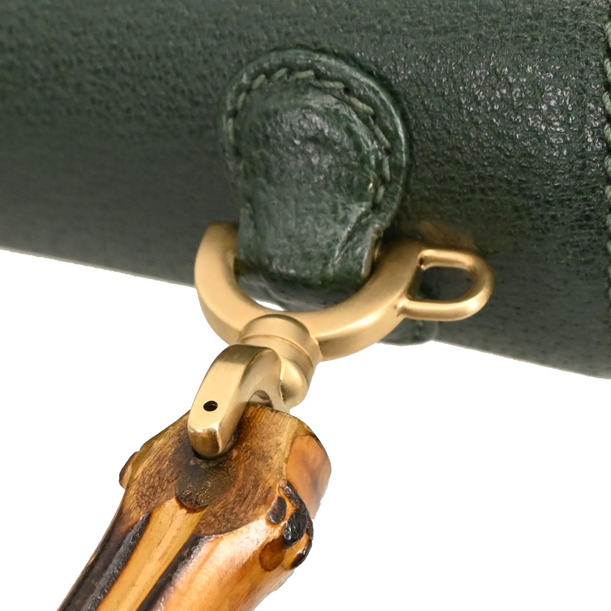 Gucci Green Pigskin Bamboo 2way Shoulder Handbag
