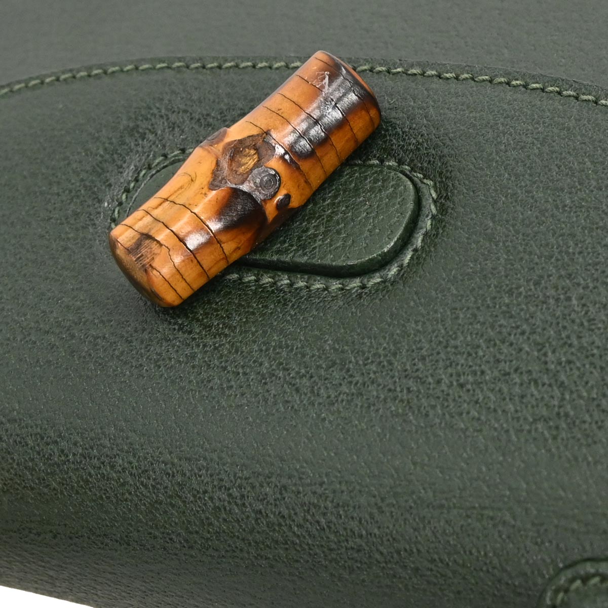 Gucci Green Pigskin Bamboo 2way Shoulder Handbag