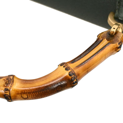 Gucci Green Pigskin Bamboo 2way Shoulder Handbag