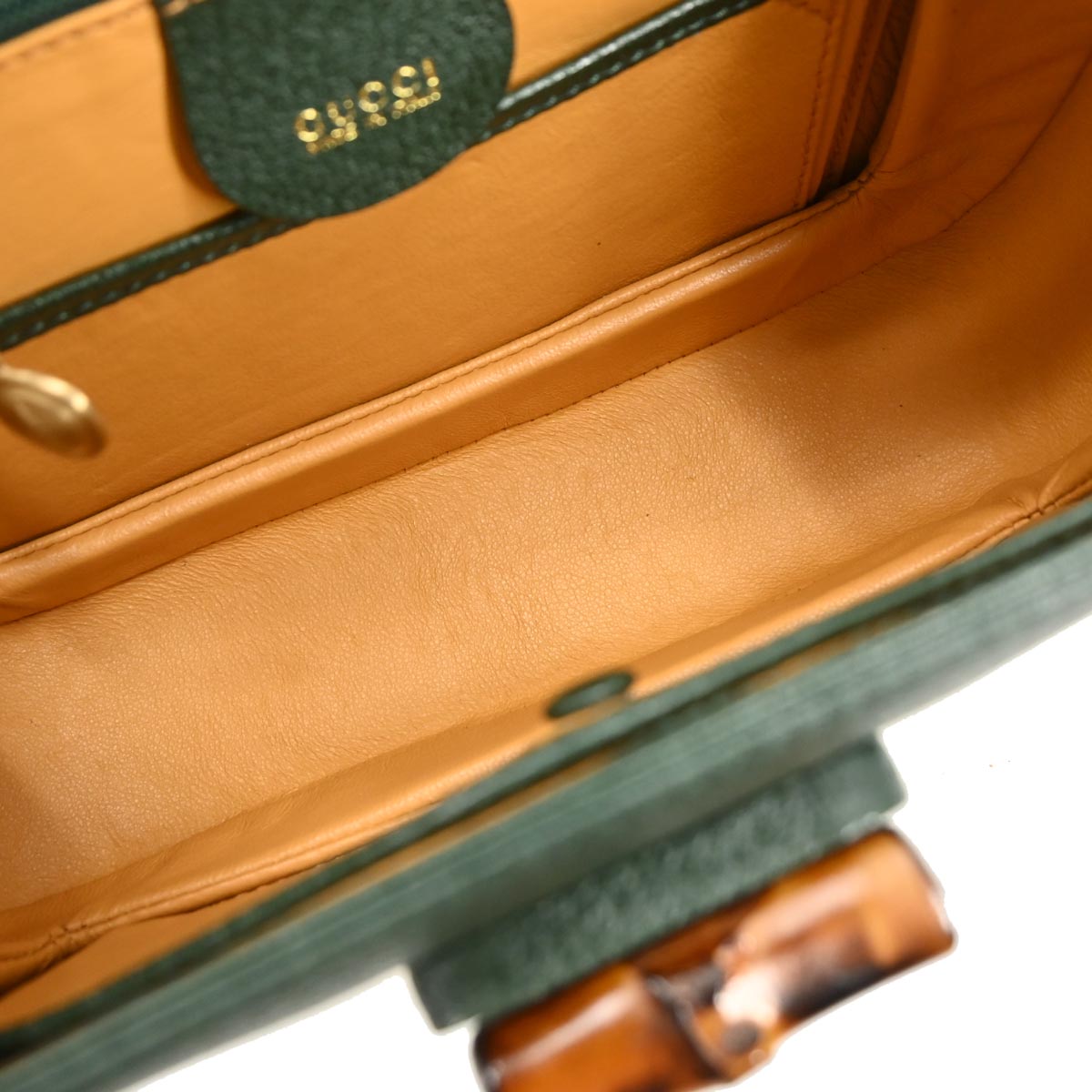 Gucci Green Pigskin Bamboo 2way Shoulder Handbag