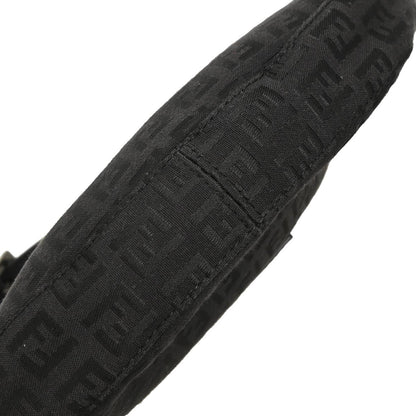 Fendi Black Canvas Zucchino Half Moon Handbag